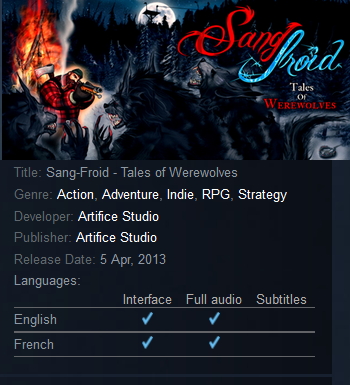 Sang-Froid - Tales of Werewolves Steam - Click Image to Close